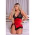 Camisola em Cetim e Renda (GV681) - Vermelho c/ Preto