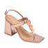 Sandália Feminina Iris Salto Alto Bloco Enfeite Fashion Rosê