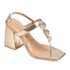 Sandália Feminina Iris Salto Alto Bloco Enfeite Fashion Ouro Light