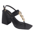 Sandália Feminina Iris Salto Alto Bloco Enfeite Fashion Preta