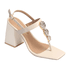 Sandália Feminina Iris Salto Alto Bloco Enfeite Fashion Off White