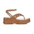 Sandália Feminina Anabela Flatform Dedo Boho Clio Camel