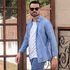 Camisa Stefano Cambraia Xadrez Grid Azul