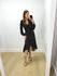Vestido Midi Envelope Manga Longa Poá Preto