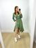 Vestido Midi Envelope Manga Longa Poá Verde