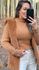 Blusa Malha Canelada Fio Pluma Caramelo