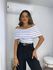 Blusa Ombro a Ombro Curta Listrada Off Bourn