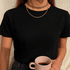 Camiseta Babylook Preta Feminina Lisa