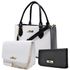 Kit Com 2 Bolsas Femininas Transversais e 1 Carteira Branca e Preto