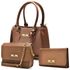 Kit Com 2 Bolsas Femininas Transversais e 1 Carteira Marrom