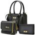 Kit Com 2 Bolsas Femininas Transversais e 1 Carteira Preta