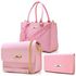 Kit Com 2 Bolsas Femininas Transversais e 1 Carteira Rosa