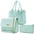 Kit Com 2 Bolsas Femininas Transversais e 1 Carteira Verde Água