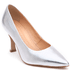 SCARPIN SALTO ALTO COURO METALIZADO PRATA