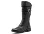 9117AT-Bota feminina cano alto sem refletivo para motociclista couro legítimo forrada na cor preta