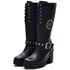 9401-Bota cano alto Montaria e/ou para motociclista cano alto ajustavel panturrilha em couro natural na cor preta
