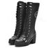 9402-Bota cano alto Montaria e/ou para motociclista cano alto ajustavel panturrilha em couro natural na cor preta