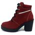 9405AT-Bota Coturno de cano curto em couro legítimo na cor vermelha 