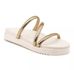 199066FP-Sandália Papete Feminina Sola Off white Alta com Tiras de Strass Dourado