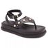 23402FP-Sandália Flatform Feminina Papete Tiras Fivela Floter preto