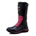 430AT-Bota para Motociclista De Couro resistente e Impermeável (chuva) forrada com tecido espumado na cor pink e preto