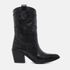 Bota Feminina Texana Western Salto Médio Couro Forrada 17003 Preto