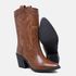 Bota Feminina Texana Western Salto Médio Couro Forrada 17006 Marrom