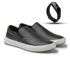 Slip On Street em Couro Preto + Gratis Relógio Digital Preto E L