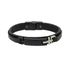 Pulseira de Couro bridão preto e cromado - Preto