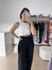 Cropped Regata liso básico dia a dia Canelado- Branco