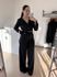 Conjunto Alfaiataria Andressa- Blusa Jaquetinha e Calça Pantalona- Preto