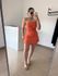 Conjunto Cropped com Bojo e Saia Cargo em Alfaiataria - Laranja