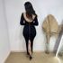 Vestido Longo Duda- Ribana com fenda e Manga Longa- Preto