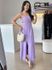 Vestido Longo Recorte Busto- Lilas