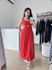Vestido Longo Recorte Busto- vermelho