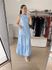 Vestido Barbara Longo com Renda Guipir na barra-Azul