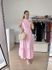 Vestido Barbara Longo com Renda Guipir na barra- Rosa 