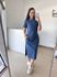 Vestido Camisetão Midi em Algodão Luxuoso- Azul jeans