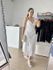 Vestido Linho Mídi Listrado -Nude