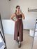 Vestido Longo Recorte Busto- Marrom