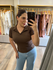 Blusa Gola Polo Canelada Marrom