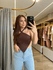  Blusa Frente Unica Amarração Marrom