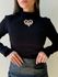 Tricot Modal Com Aplicação De Coração Preto