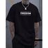 Camiseta Masculina Franshoes Casual 100% Algodão Freedom Preto Manga Curta