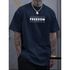 Camiseta Masculina Franshoes Casual 100% Algodão Freedom Azul Marinho Manga Curta
