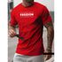 Camiseta Masculina Franshoes Casual 100% Algodão Freedom Vermelho Manga Curta