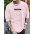 Camiseta Masculina Franshoes Casual 100% Algodão Freedom Rosa bebe Manga Curta Copia