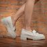 Mocassim Franshoes Feminino Tratorado Off White com Metal Prata