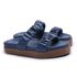 Rasteira Birken Franshoes Azul com Tiras Franzidas