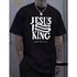 Camiseta Masculina Franshoes Casual 100% Algodão Jesus is King Preto Manga Curta